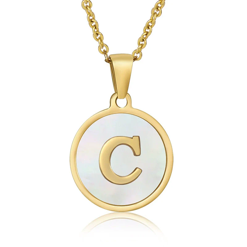 316L Stainless Steel Women's Letter Pattern Gold Inlaid Cross Chain Clavicle Necklace Pendant Jewelry - Image 8