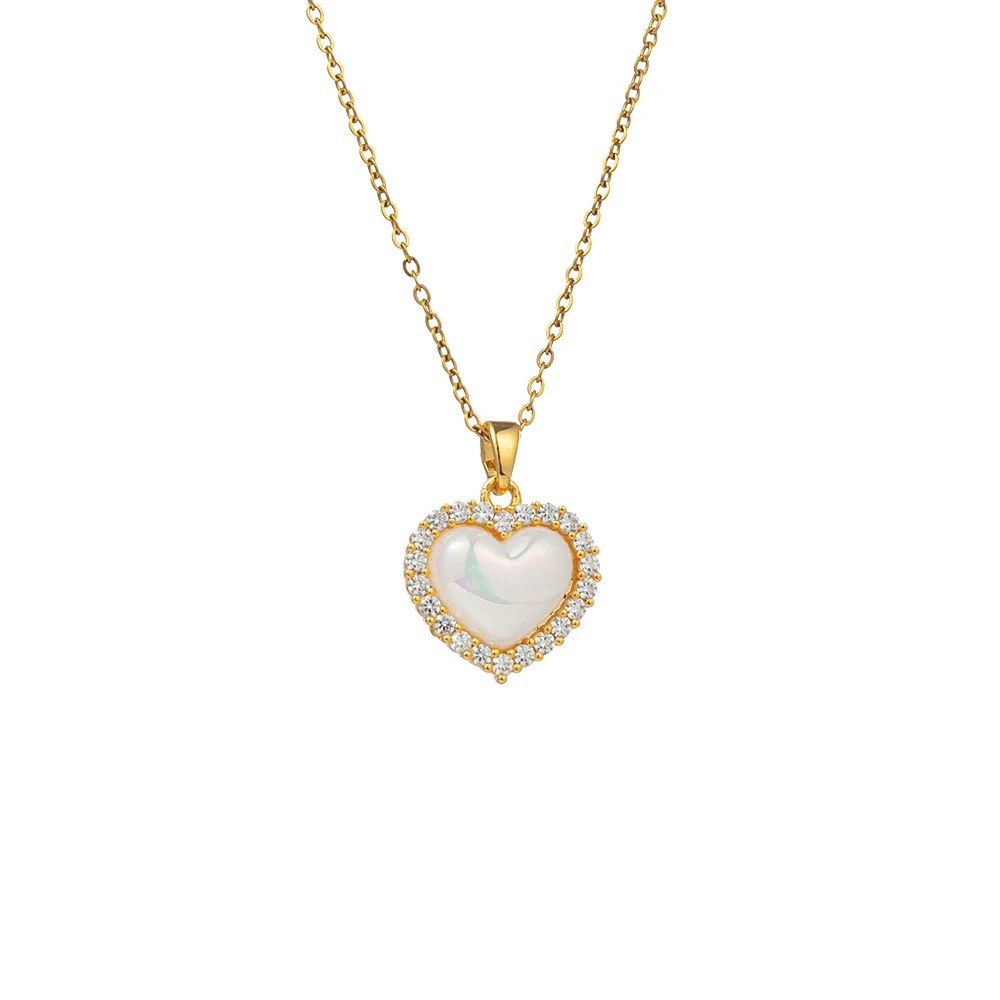 Titanium Steel Women's Light Luxury Heart Shaped O Shaped Chain Necklace With Electroplating - Image 5