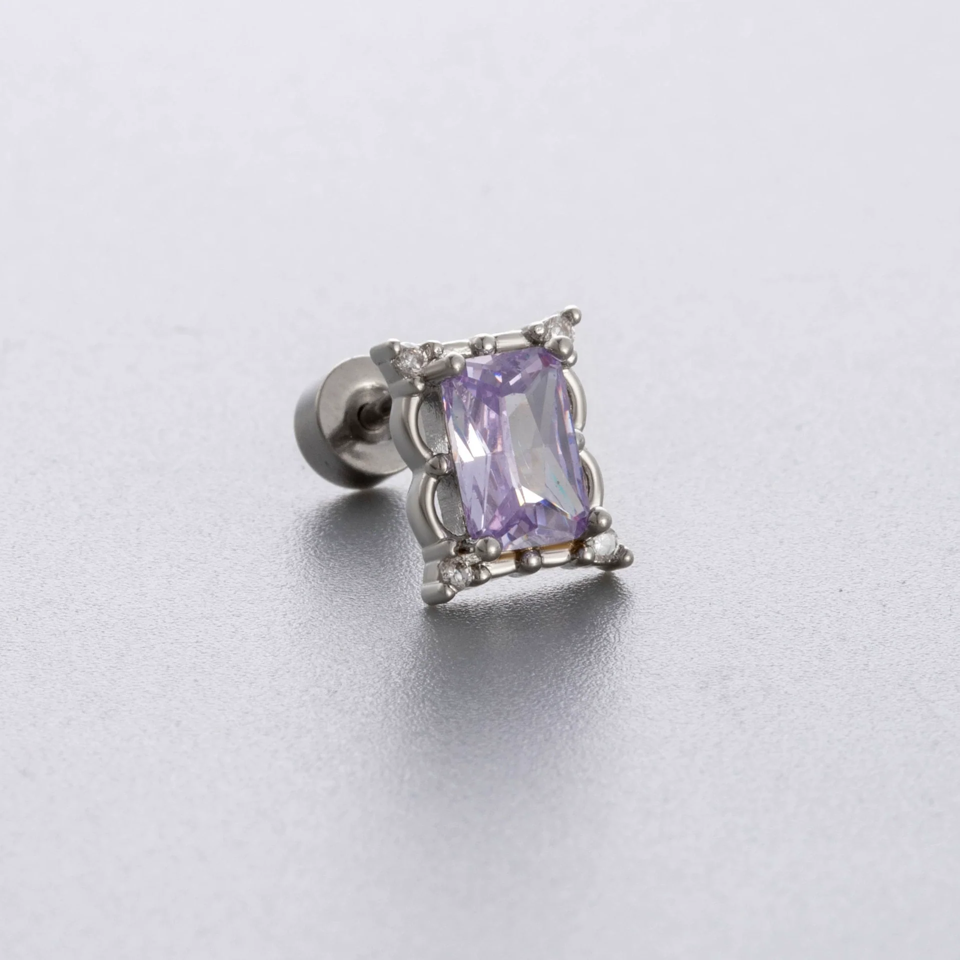 Titanium Steel Women's Niche Style Ear Nail With Inlaid Zircon Butterfly Spider Flower Animal Zodiac Pendant - Image 3