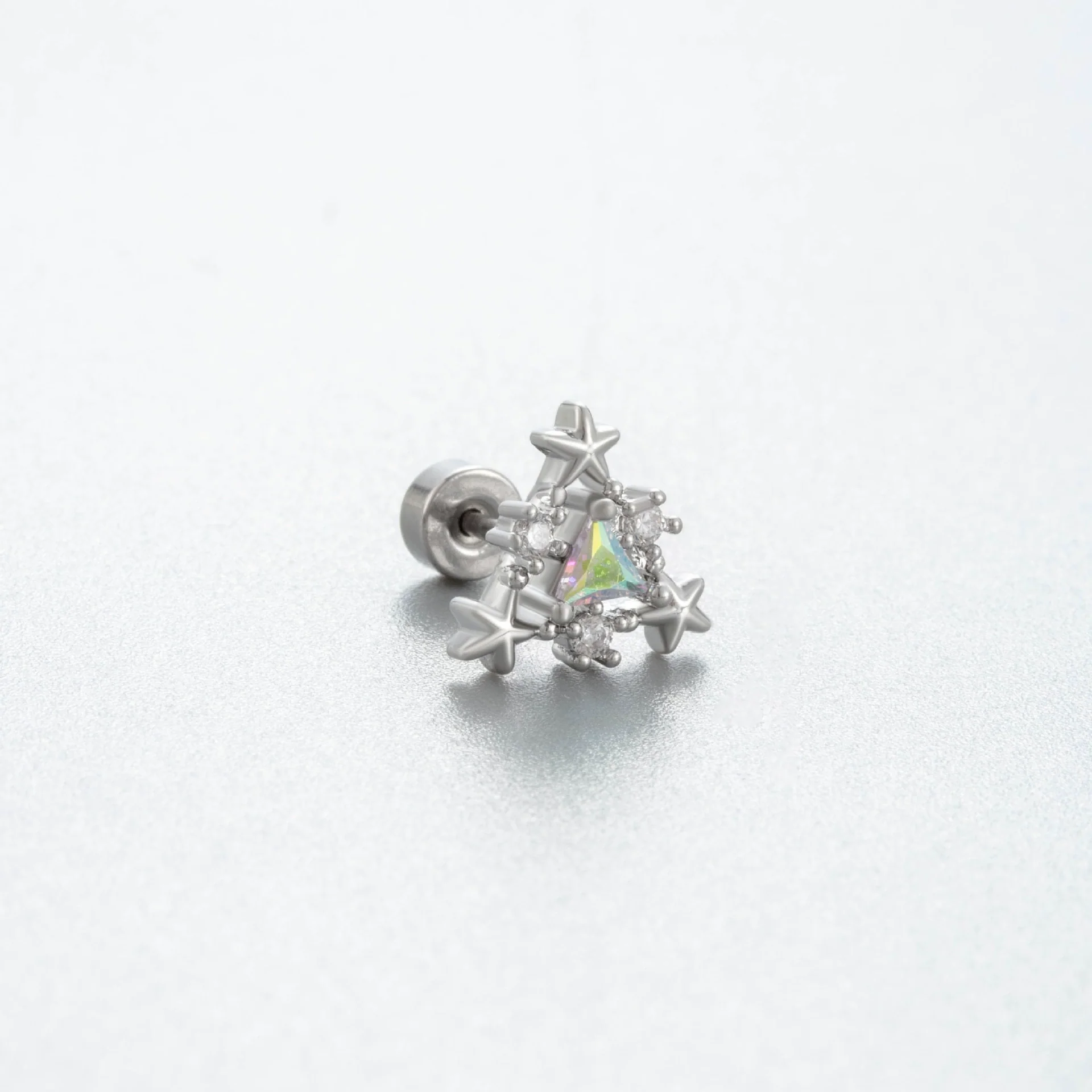 Titanium Steel Women's Niche Style Ear Nail With Inlaid Zircon Butterfly Spider Flower Animal Zodiac Pendant - Image 8