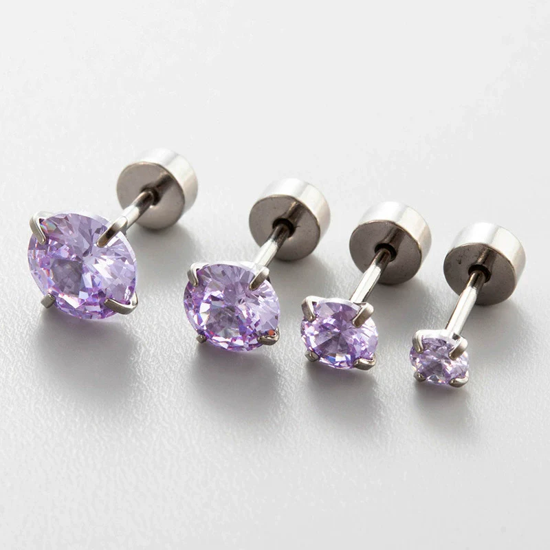 Titanium Steel Women's Sweet Geometric Inlaid Zircon Ear Nails - Image 6