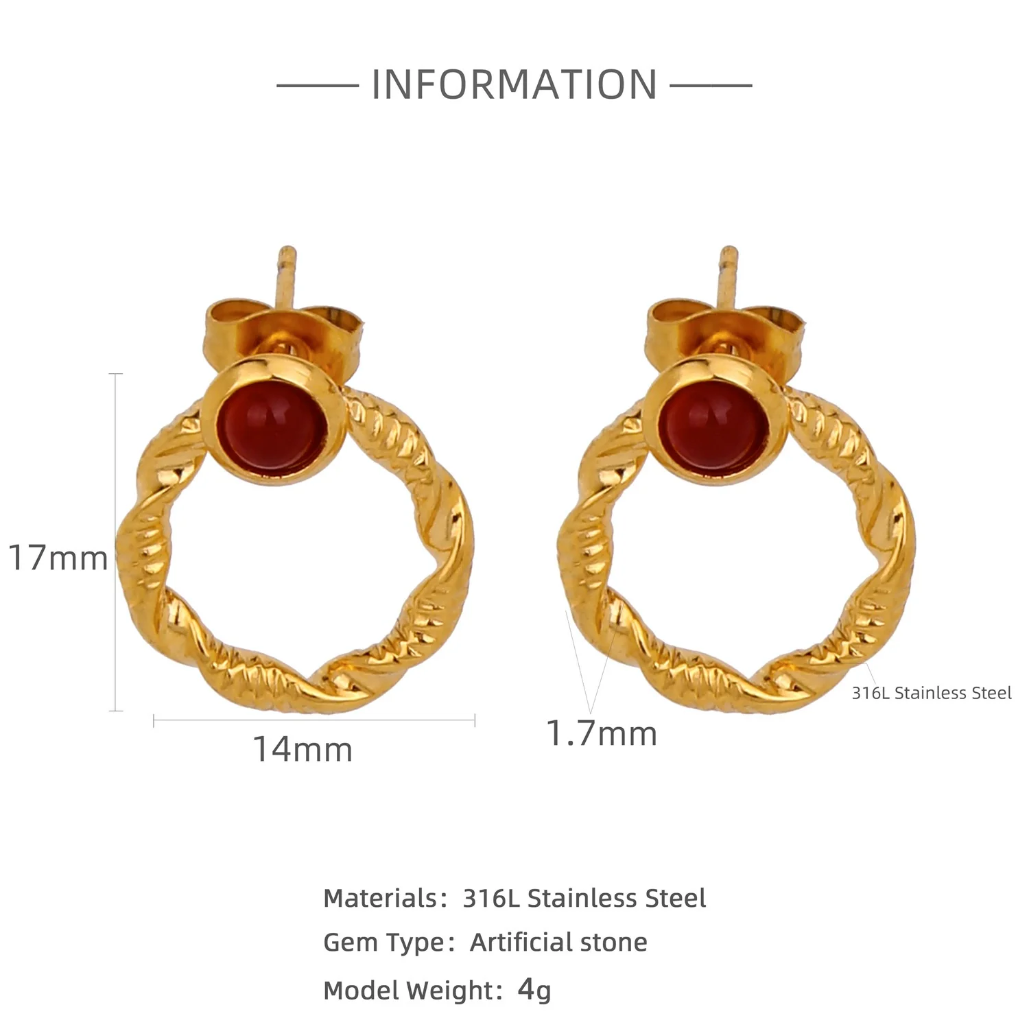 Trendy Hollow Double Ring Button Hoop Earrings Stainless Steel Electroplating Women's - Image 14