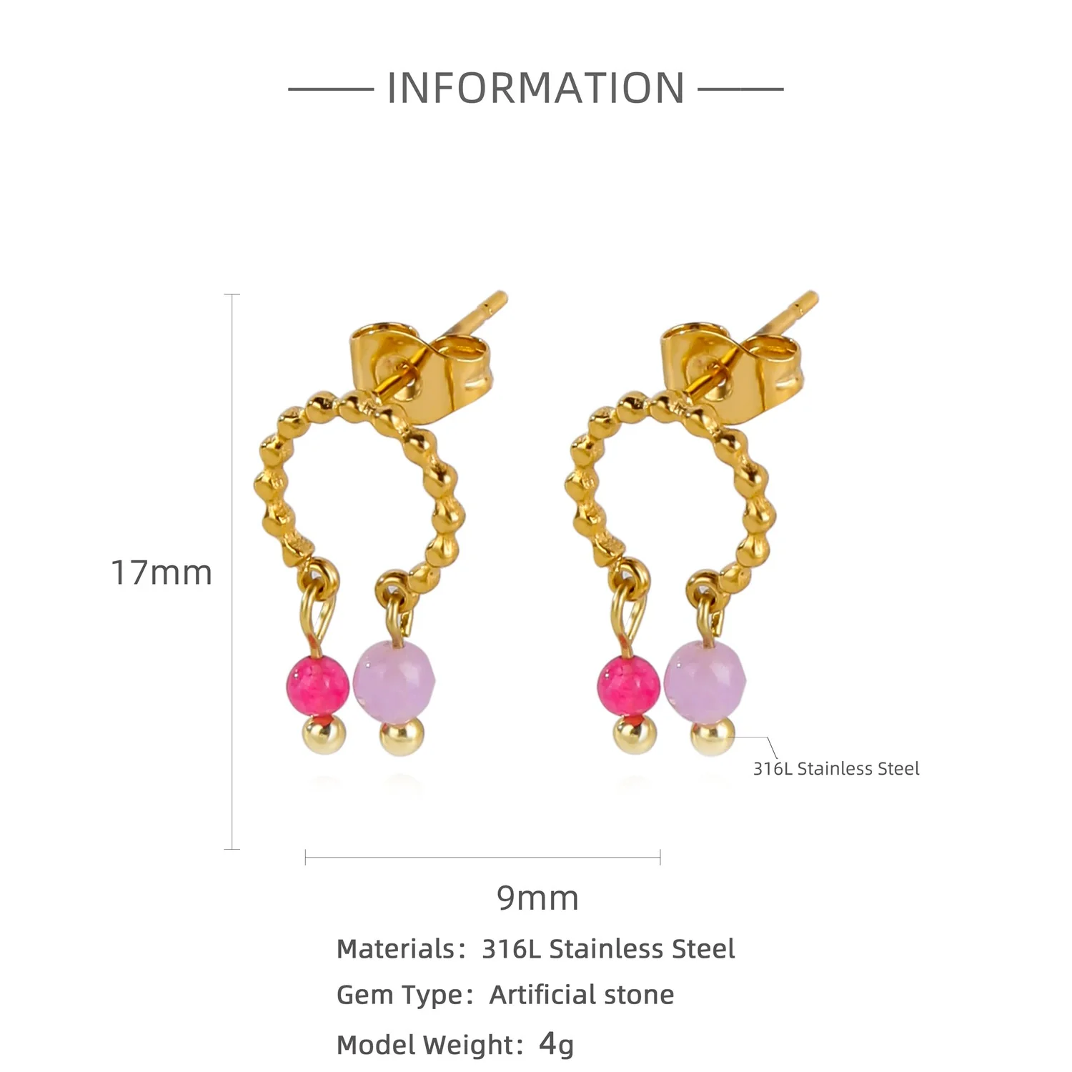 Trendy Hollow Double Ring Button Hoop Earrings Stainless Steel Electroplating Women's - Image 23