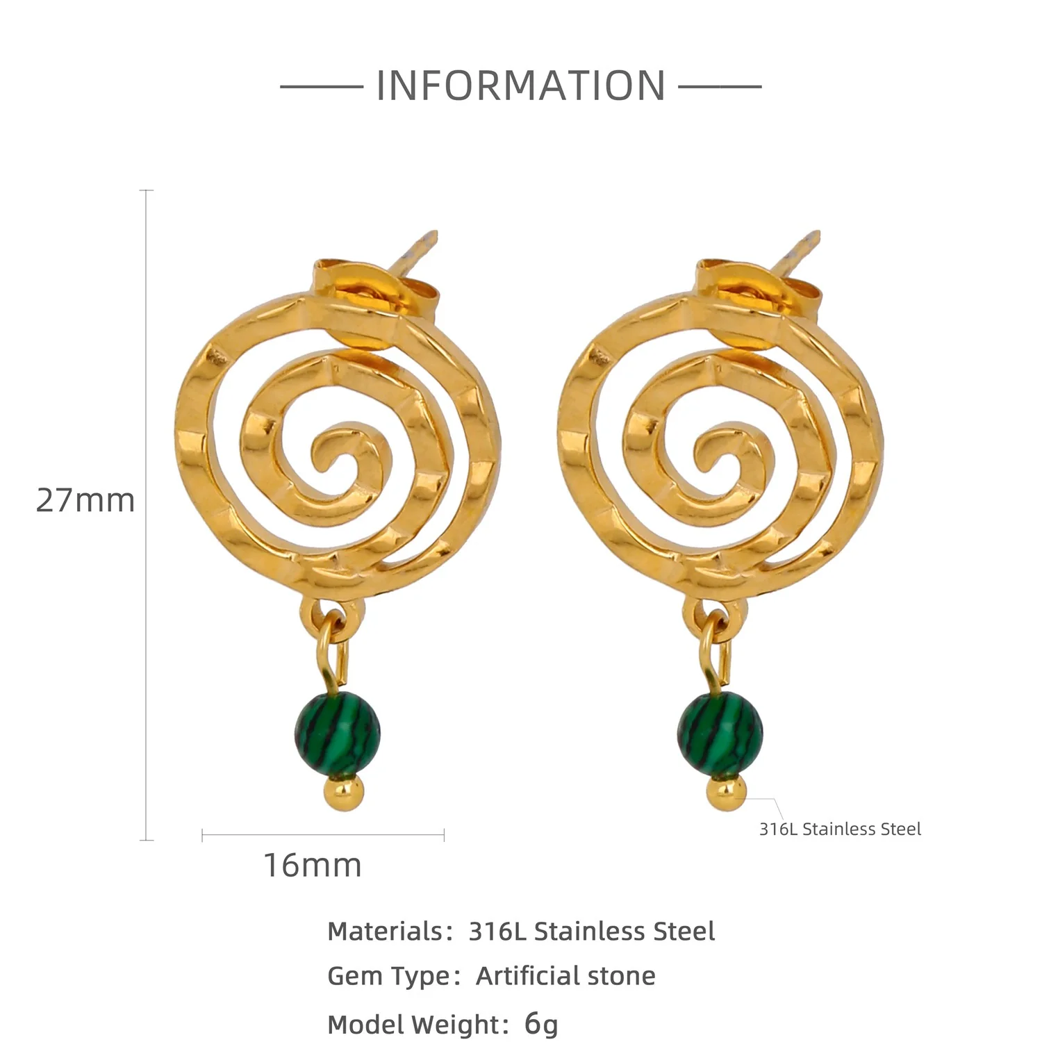 Trendy Hollow Double Ring Button Hoop Earrings Stainless Steel Electroplating Women's - Image 9