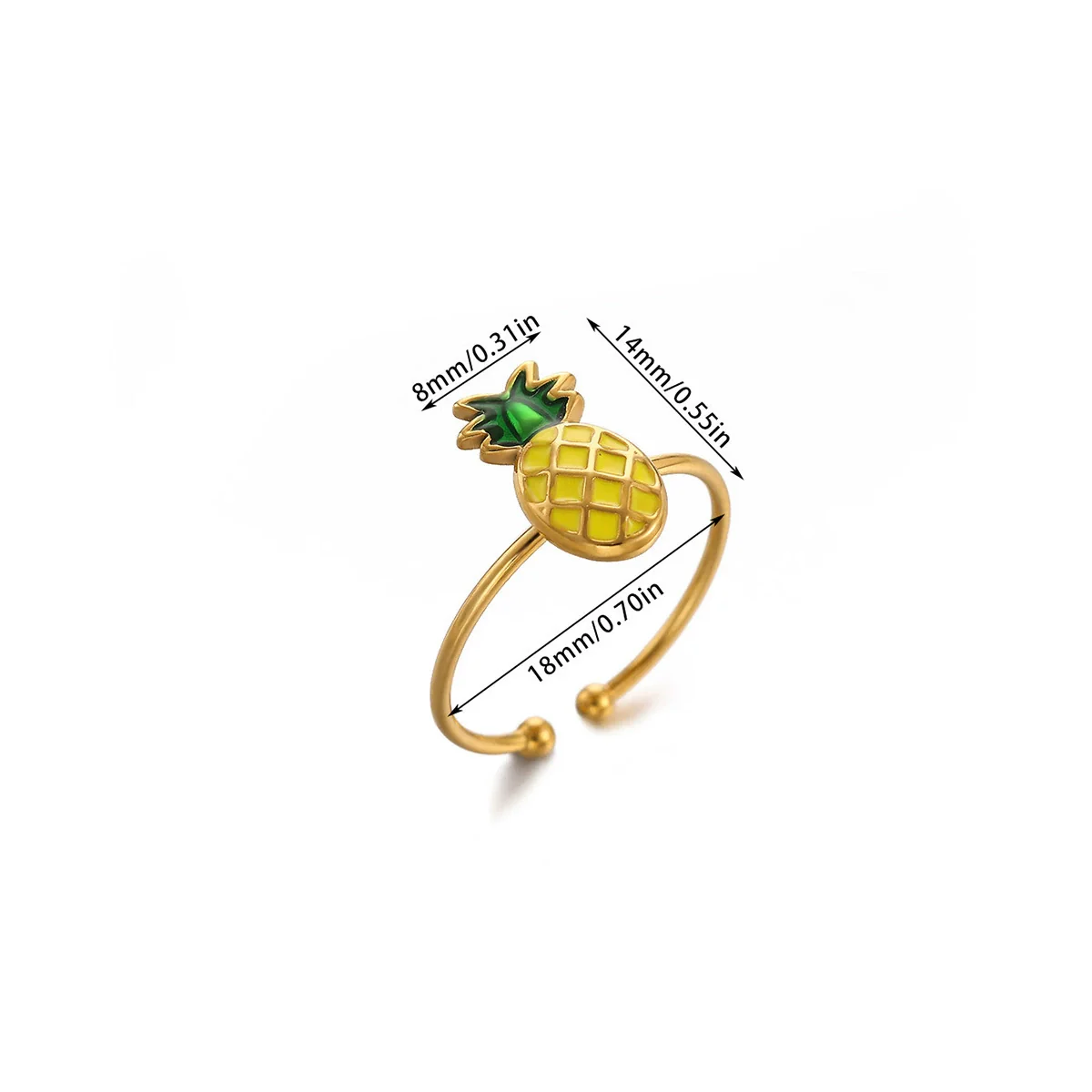 Trendy Light Luxury Geometric Gold Inlaid Stainless Steel Adjustable Fruit Ring For Women - Image 6