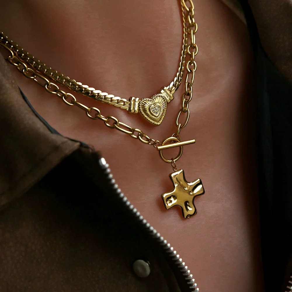 Trendy Unisex Stainless Steel Electroplated Necklace With Letter Number Text Patterns - Image 2