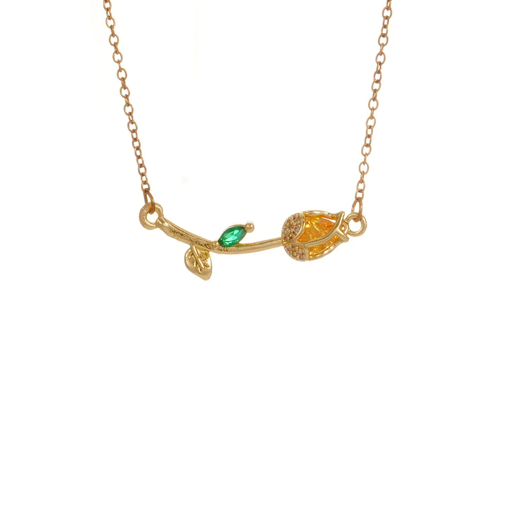 Tulip Flower Necklace Women's Light Luxury Style Copper Electroplating Accessories - Image 5