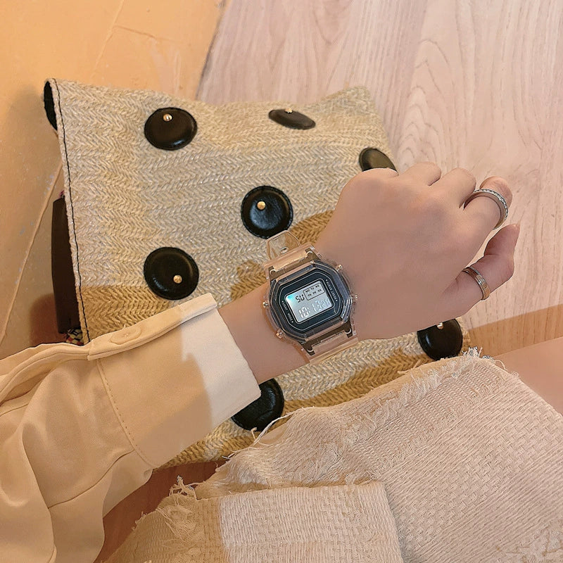 Unicorn Square Digital Electronic Watch For Women Alloy Case Plastic Mirror Silicone Strap Luminous Waterproof Leisure Style - Image 4