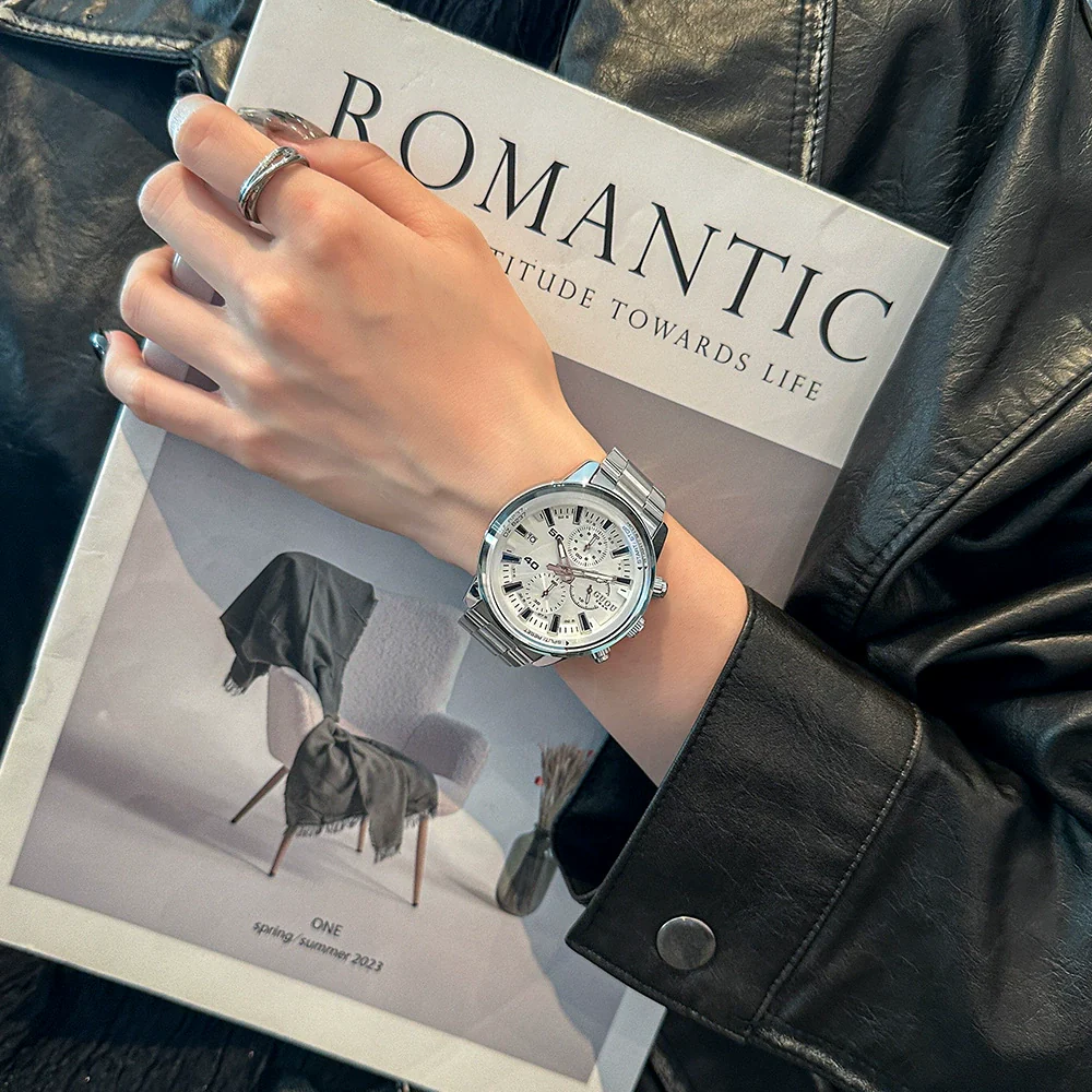 Unisex Casual Alloy Band Round Dial Wrist Watch - Image 2