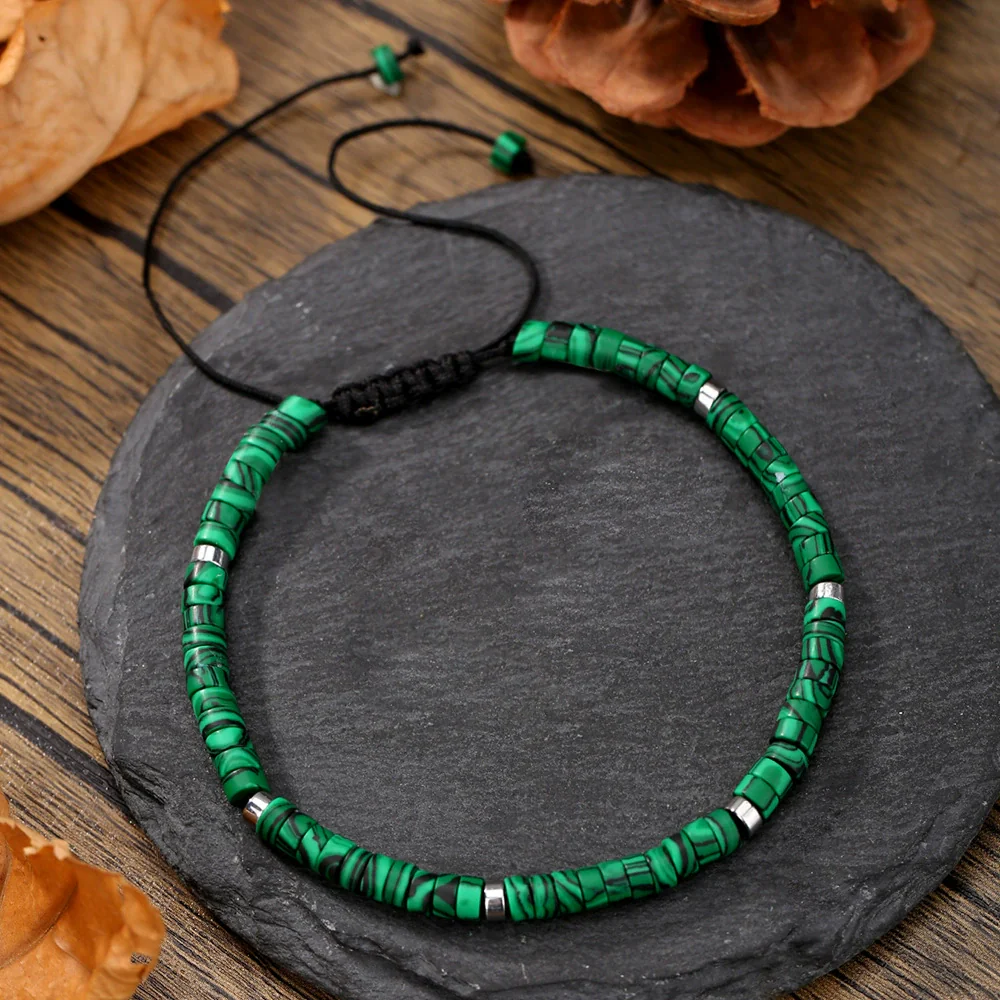 Unisex Handmade Natural Stone Geometric Beaded Woven Bracelet - Image 16