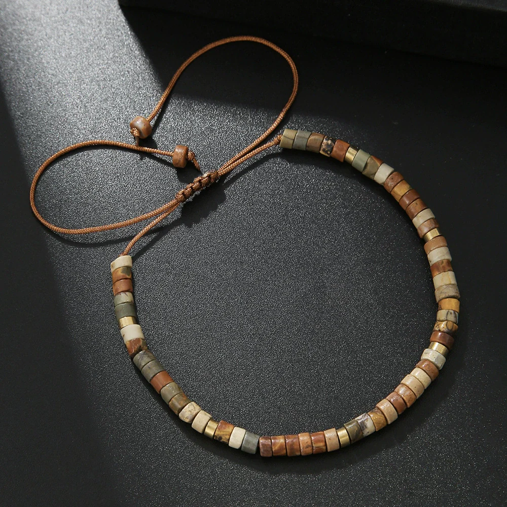 Unisex Handmade Natural Stone Geometric Beaded Woven Bracelet - Image 20