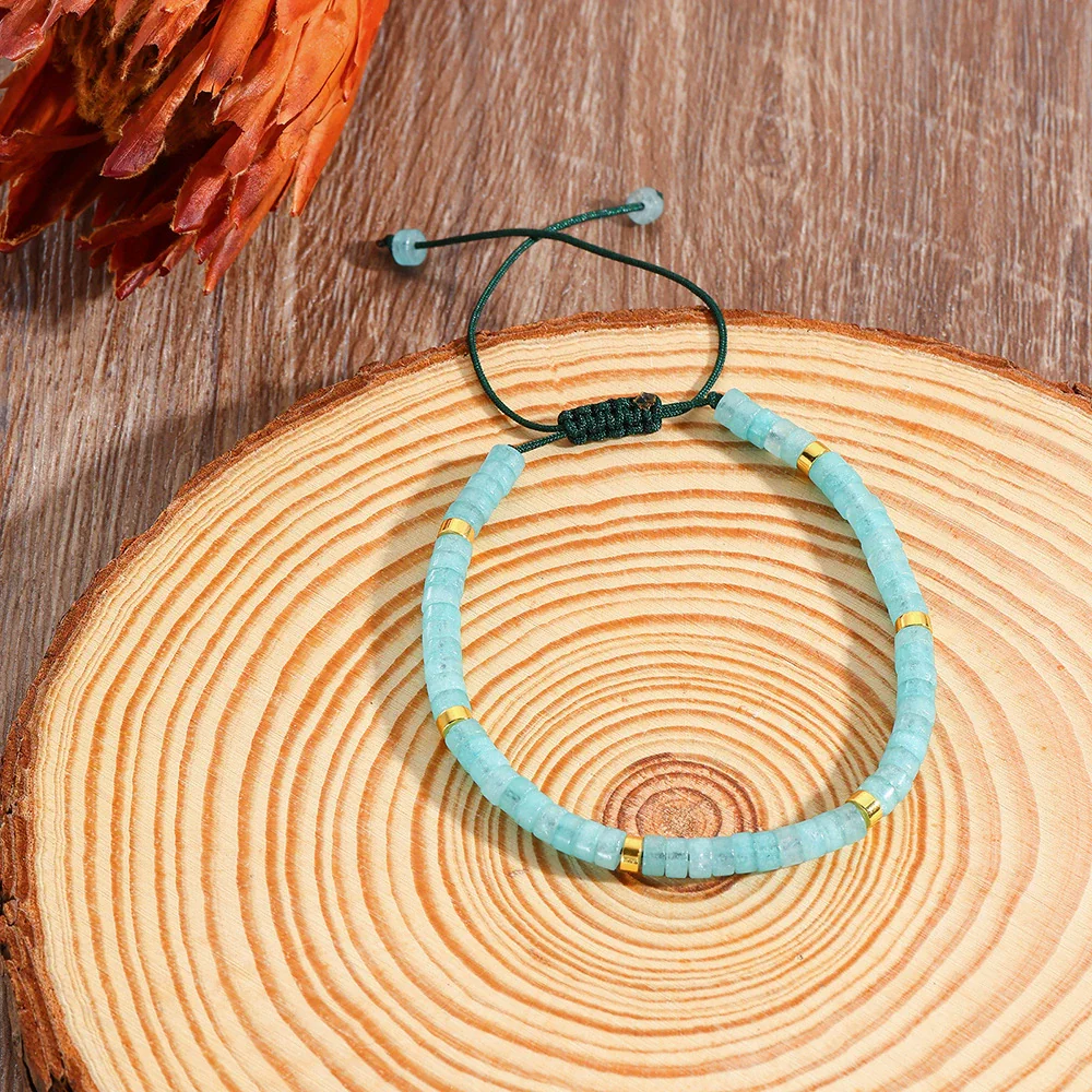 Unisex Handmade Natural Stone Geometric Beaded Woven Bracelet - Image 6