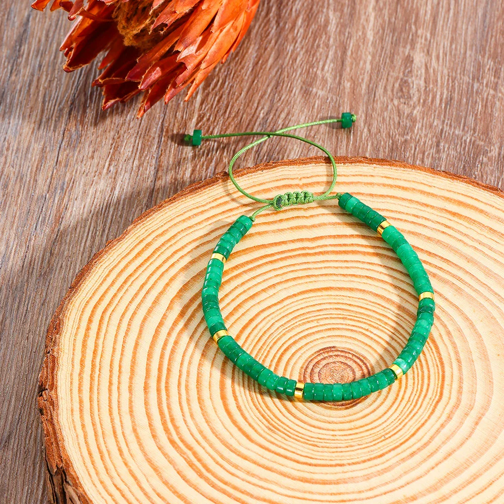 Unisex Handmade Natural Stone Geometric Beaded Woven Bracelet - Image 9