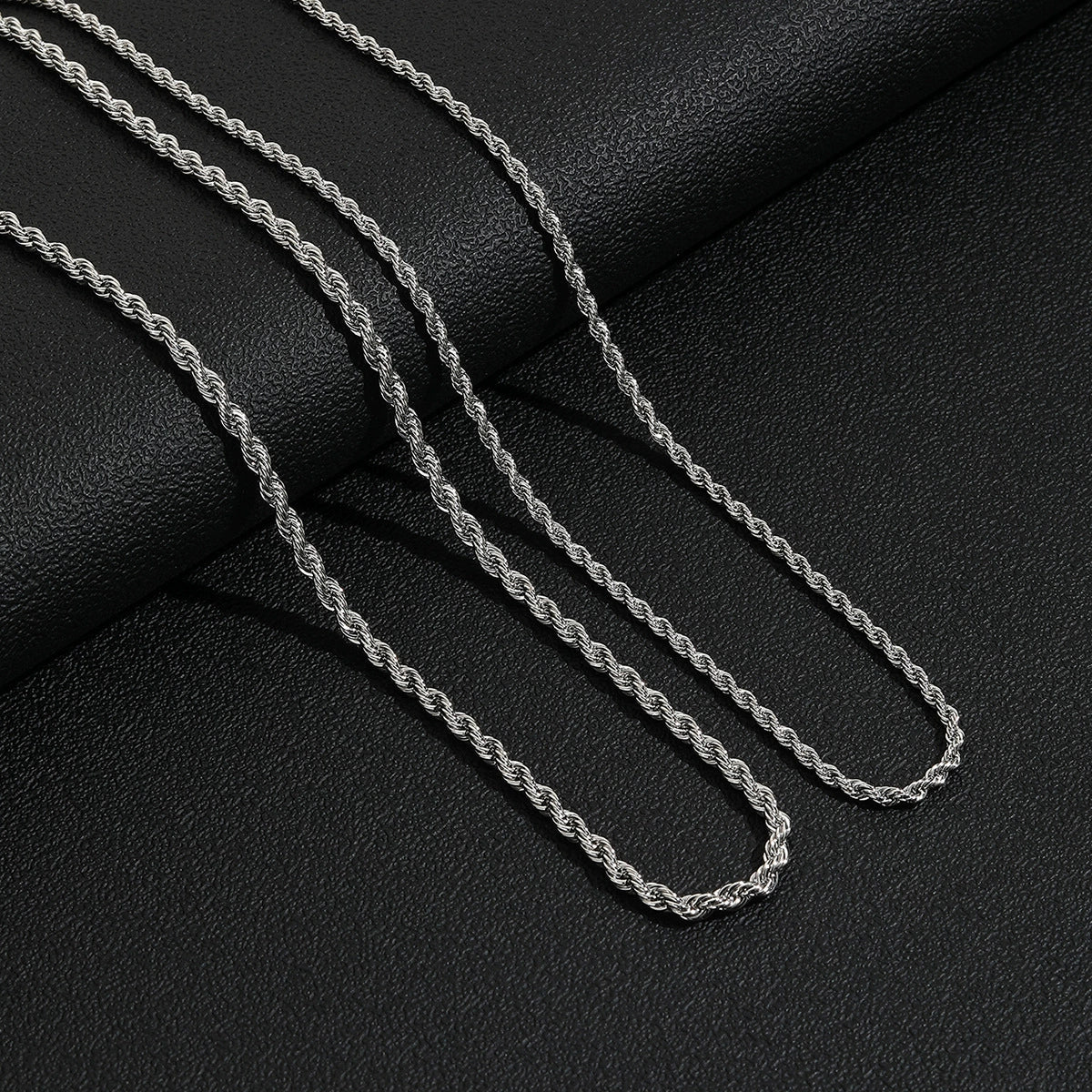 Unisex Iron Twist Chain Necklace With Geometric Pattern And Electroplating Treatment - Image 2