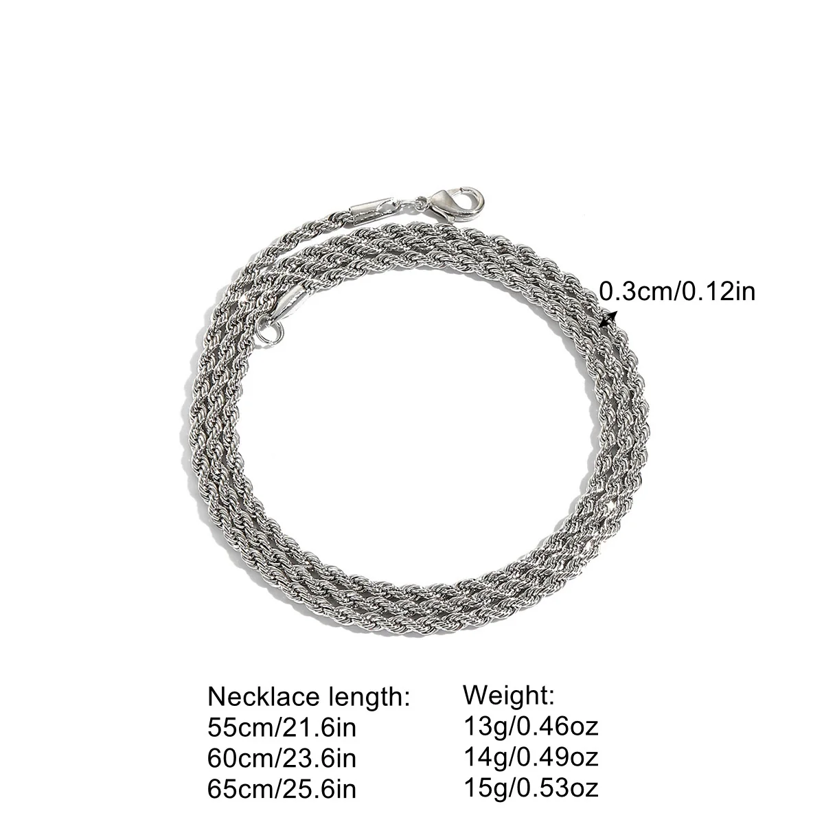 Unisex Iron Twist Chain Necklace With Geometric Pattern And Electroplating Treatment - Image 4
