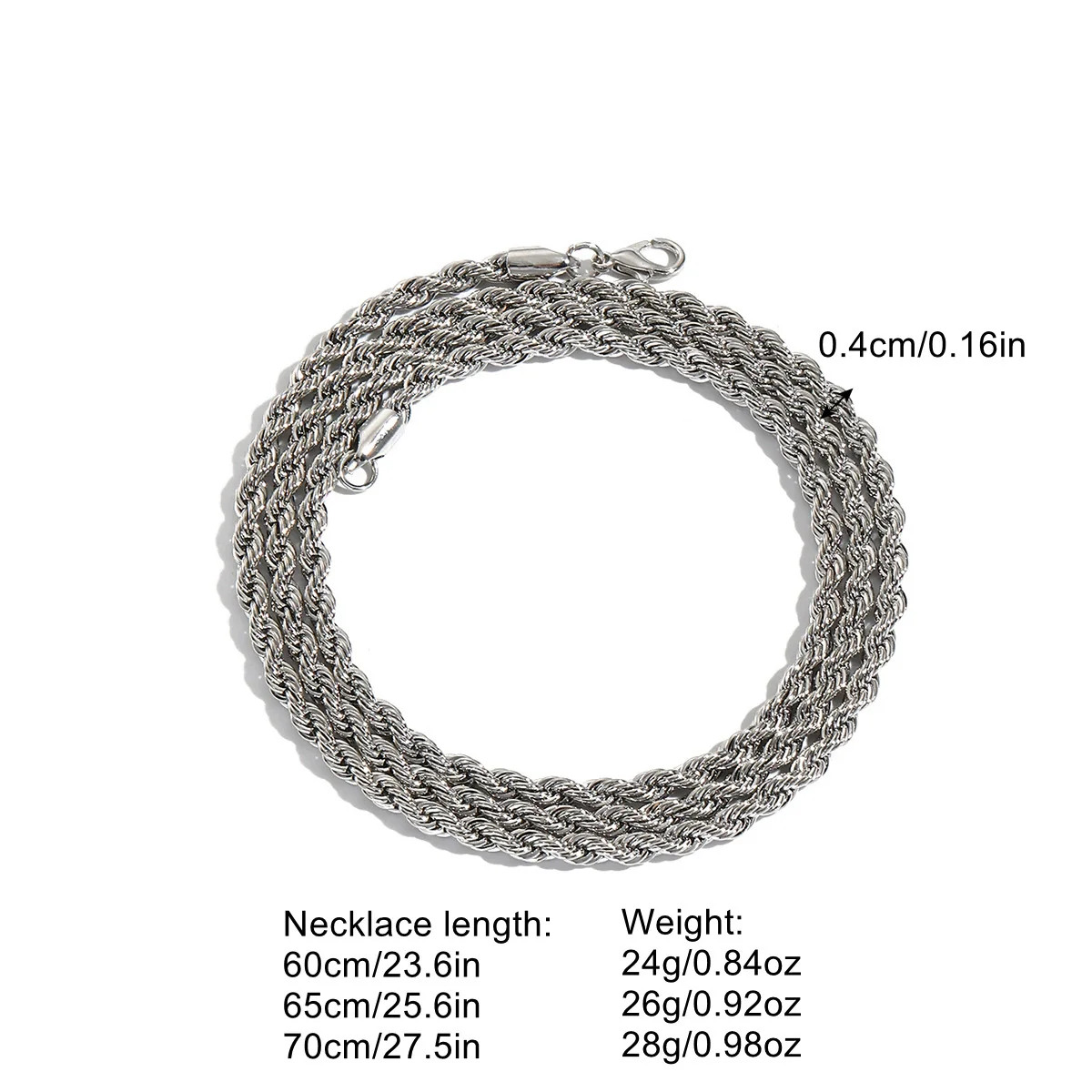 Unisex Iron Twist Chain Necklace With Geometric Pattern And Electroplating Treatment - Image 5