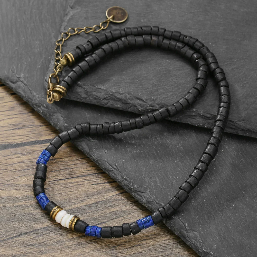 Unisex Natural Shell And Wood Beads Handmade Geometric Style Necklace - Image 4