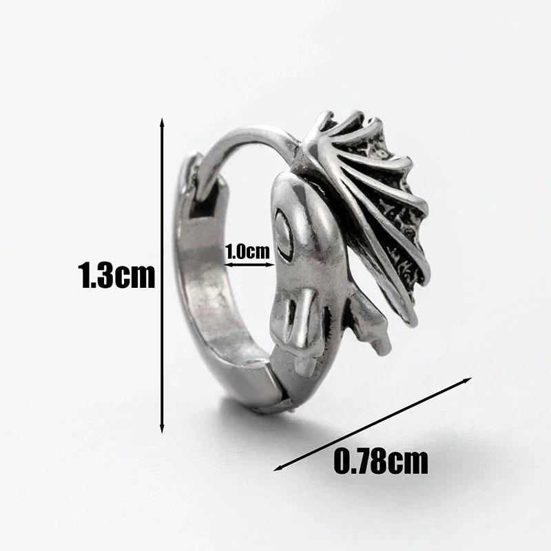 Unisex Piercing Earrings Stainless Steel Cast Rose Skull Snake With Flowers And Polishing Style - Image 10