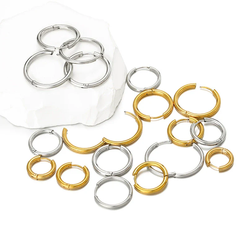 Unisex Round Stainless Steel Electroplated Fashion Earrings