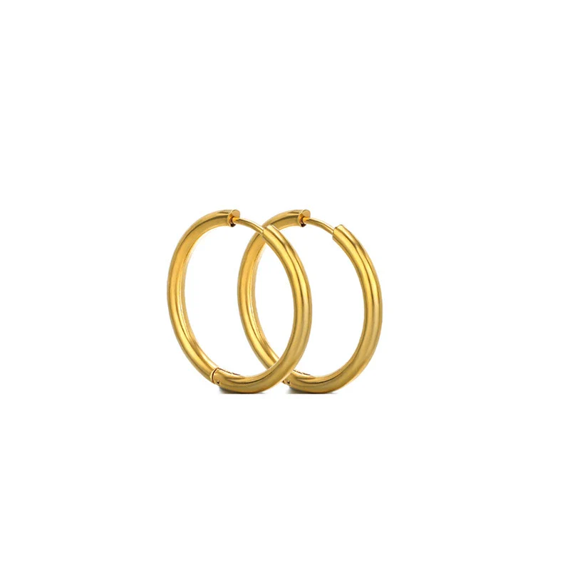 Unisex Round Stainless Steel Electroplated Fashion Earrings - Image 10