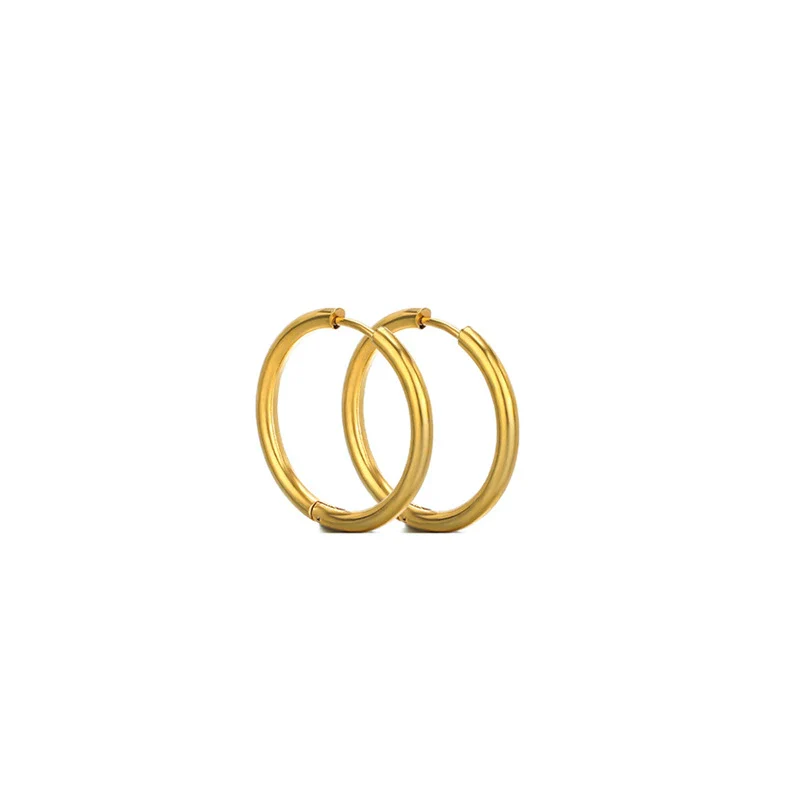Unisex Round Stainless Steel Electroplated Fashion Earrings - Image 11