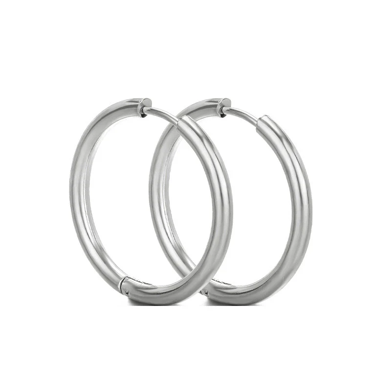 Unisex Round Stainless Steel Electroplated Fashion Earrings - Image 12