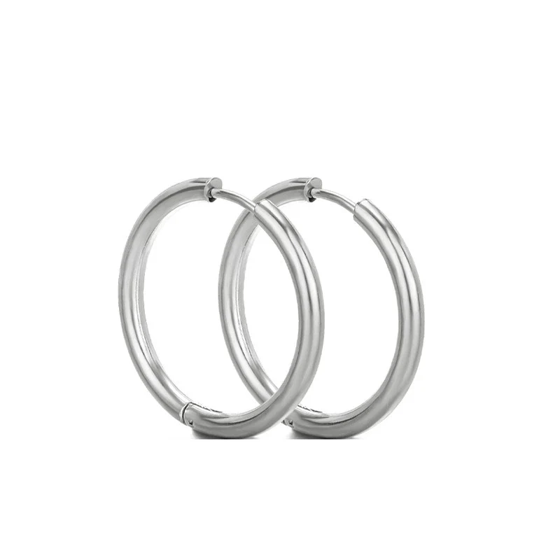 Unisex Round Stainless Steel Electroplated Fashion Earrings - Image 14