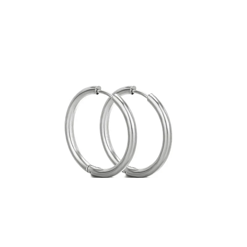 Unisex Round Stainless Steel Electroplated Fashion Earrings - Image 15