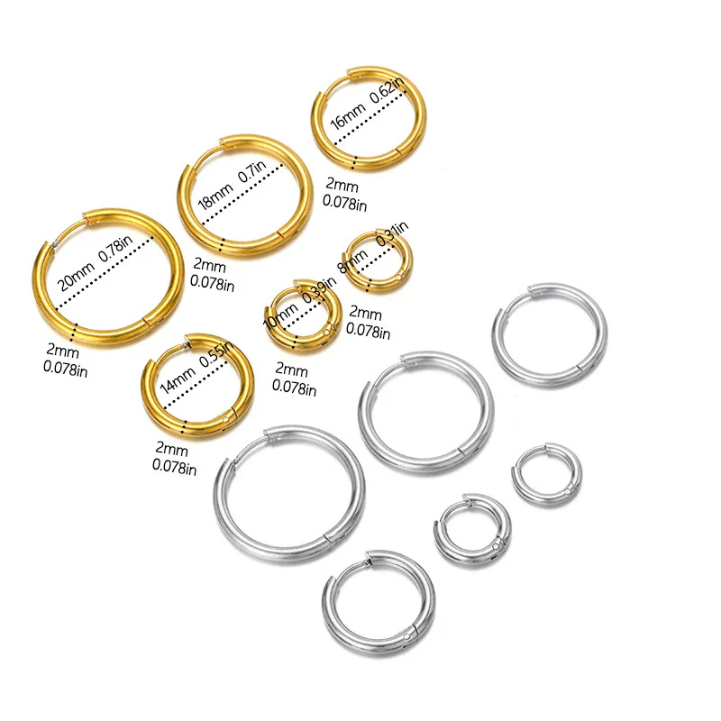Unisex Round Stainless Steel Electroplated Fashion Earrings - Image 2