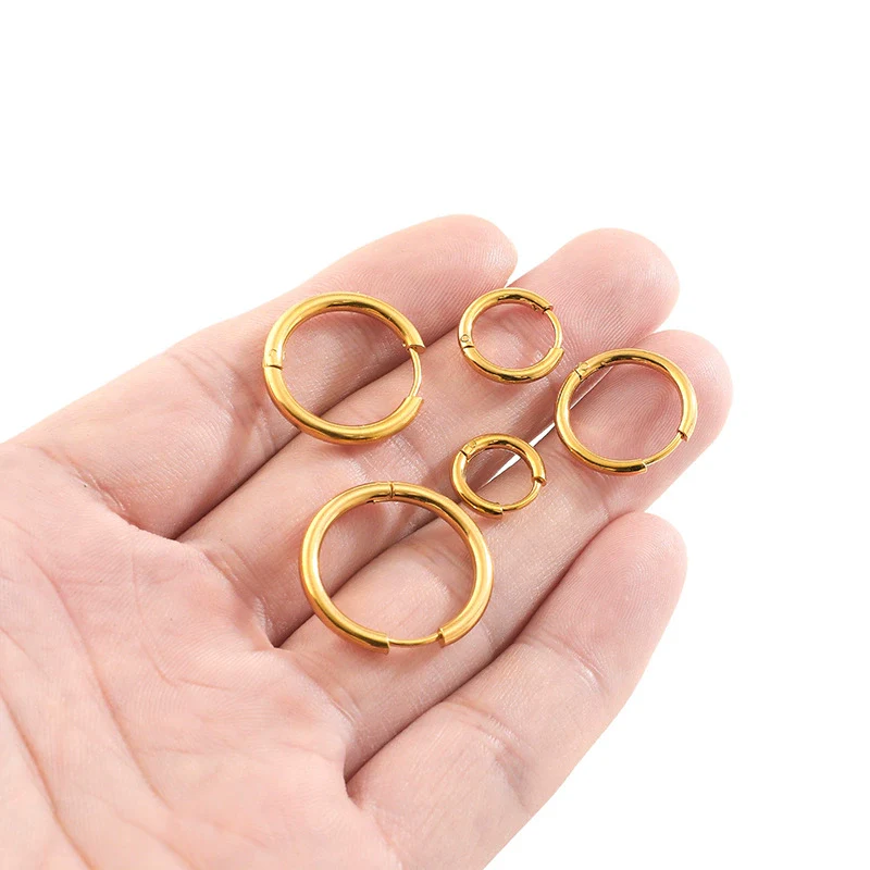 Unisex Round Stainless Steel Electroplated Fashion Earrings - Image 4