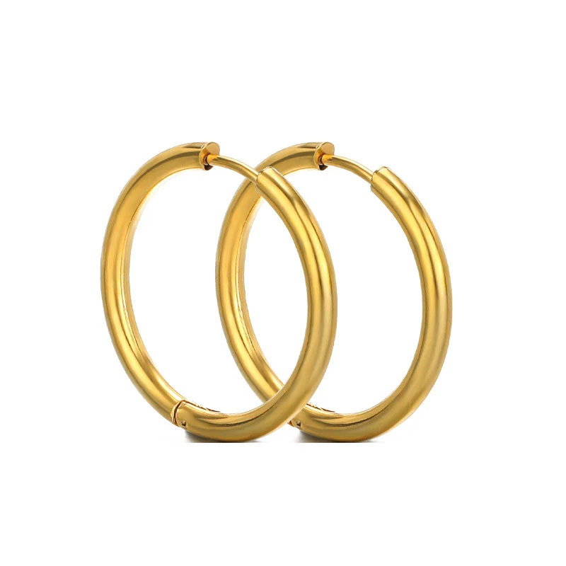 Unisex Round Stainless Steel Electroplated Fashion Earrings - Image 6