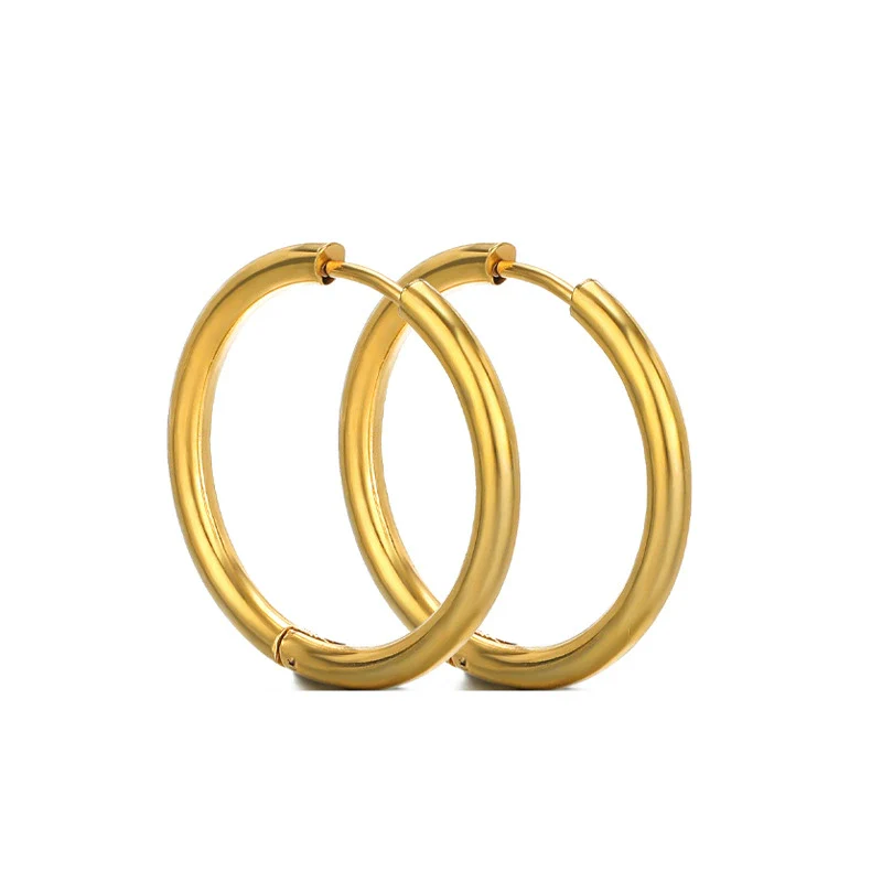 Unisex Round Stainless Steel Electroplated Fashion Earrings - Image 7