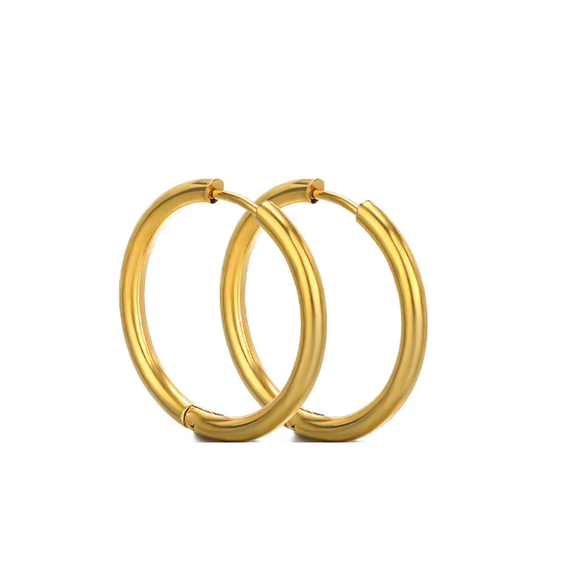 Unisex Round Stainless Steel Electroplated Fashion Earrings - Image 8