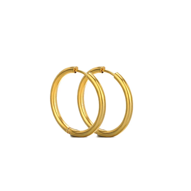 Unisex Round Stainless Steel Electroplated Fashion Earrings - Image 9