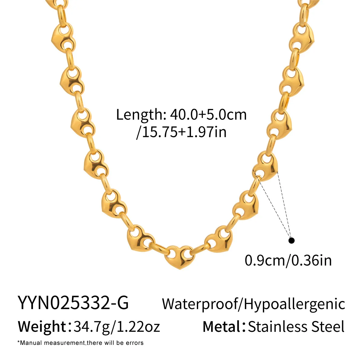 Unisex Stainless Steel And Titanium Steel Handmade Heart Water Drop Bell Pattern Electroplated Necklace And Bracelet Set - Image 7