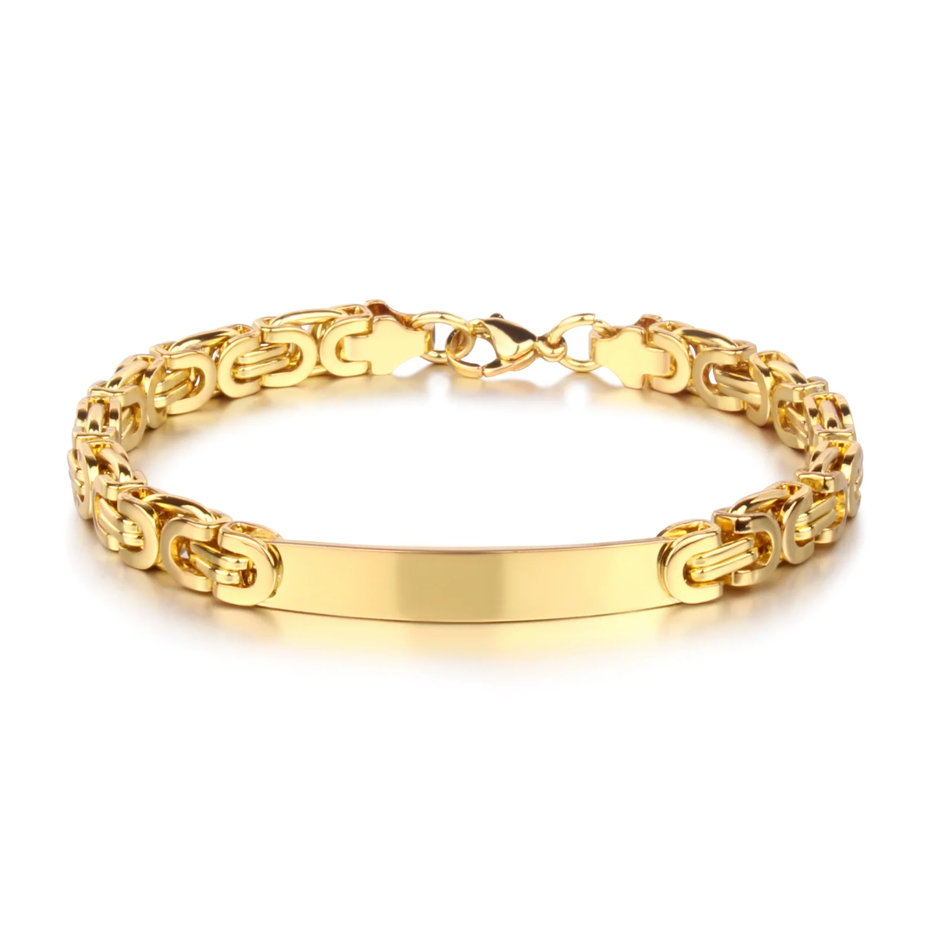 Unisex Stainless Steel Geometric Flat Loop Chain Bracelet Jewelry - Image 6