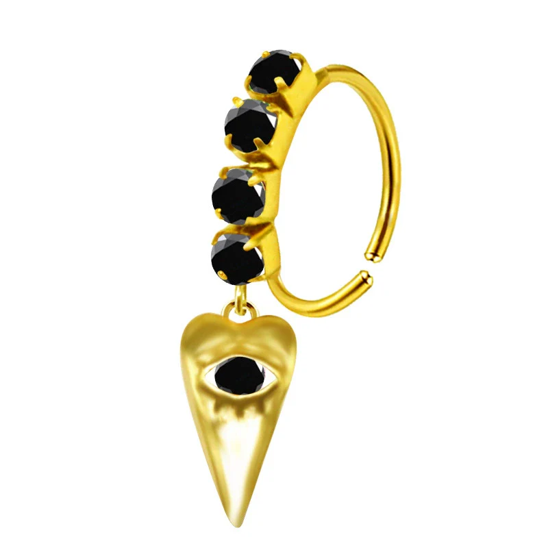 Unisex Stainless Steel Heart Shaped Nose Ring With Flower Pattern And Electroplating Treatment - Image 21