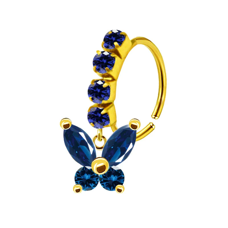 Unisex Stainless Steel Heart Shaped Nose Ring With Flower Pattern And Electroplating Treatment - Image 33