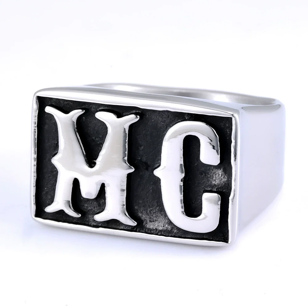 Unisex Stainless Steel Letter Mc Drop Glue Ring With Personality Style And Oil Applied Processing - Image 8