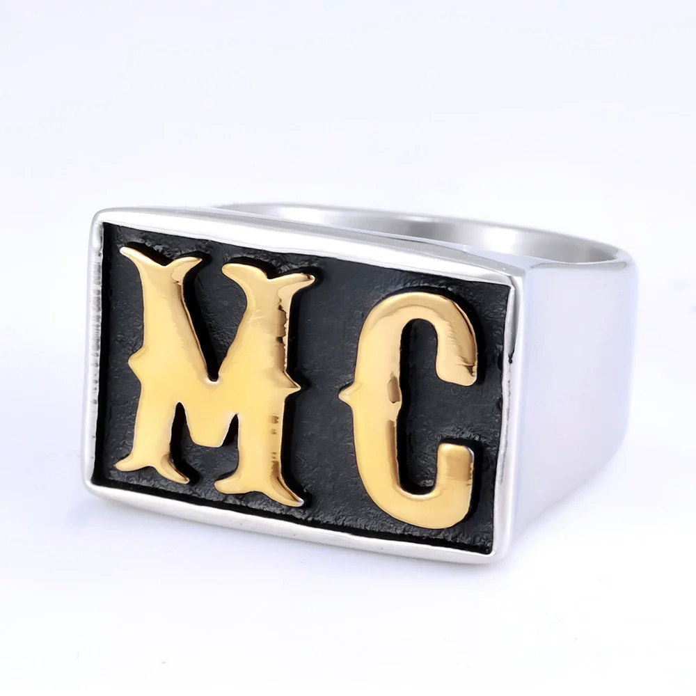 Unisex Stainless Steel Letter Mc Drop Glue Ring With Personality Style And Oil Applied Processing - Image 9