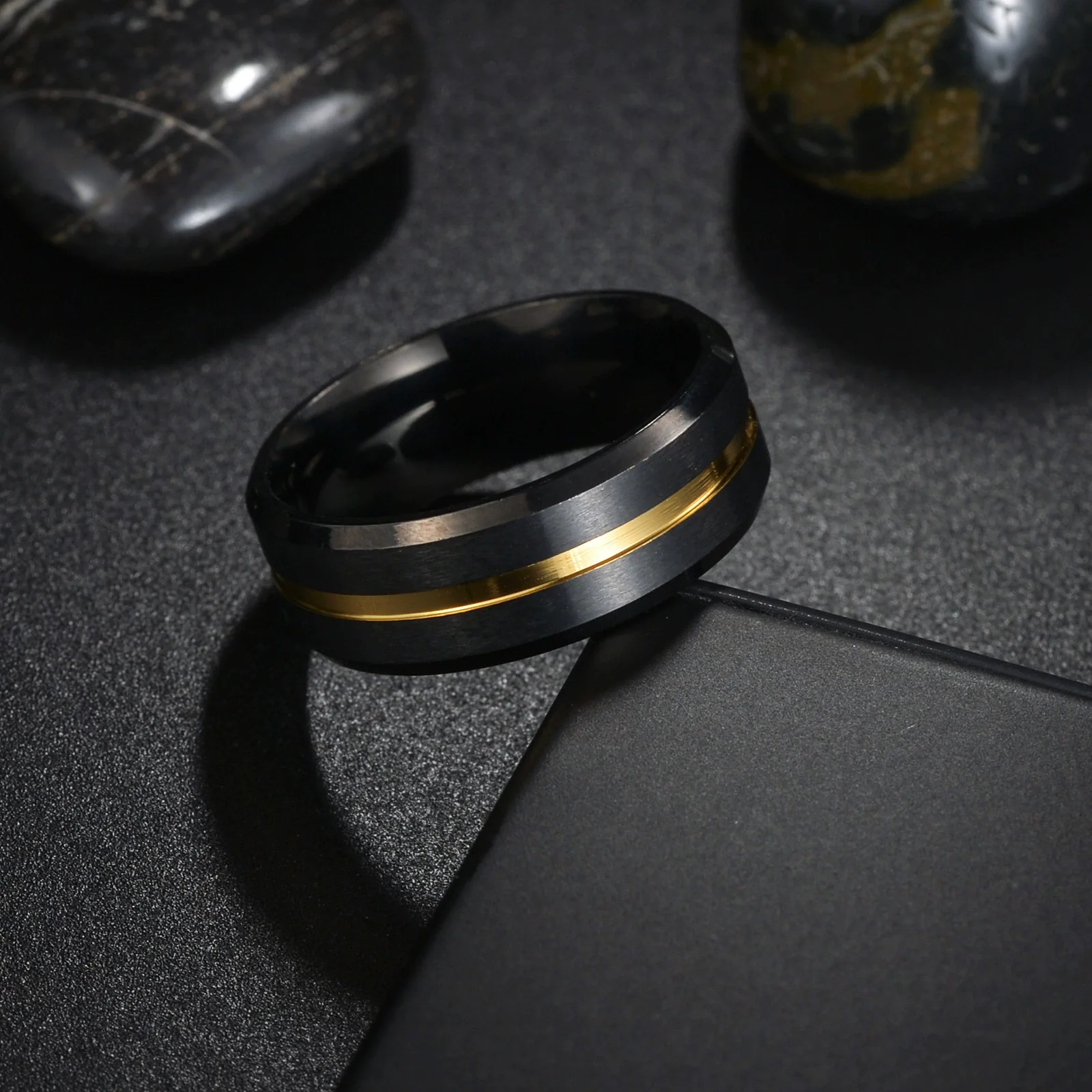 Unisex Stainless Steel Ring Jewelry With Letters Numbers Text Pattern Plated Black Gold Two Color Non Fading