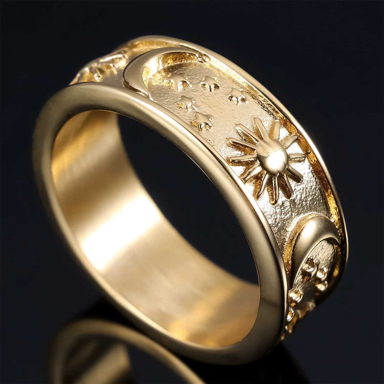 Unisex Stainless Steel Ring With Constellation Pattern And Polish Design - Image 3