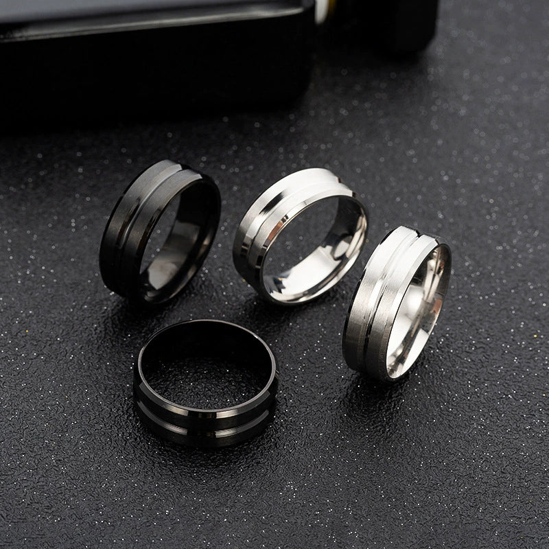 Unisex Stainless Steel Ring With Geometric Style And Electroplating Treatment - Image 2