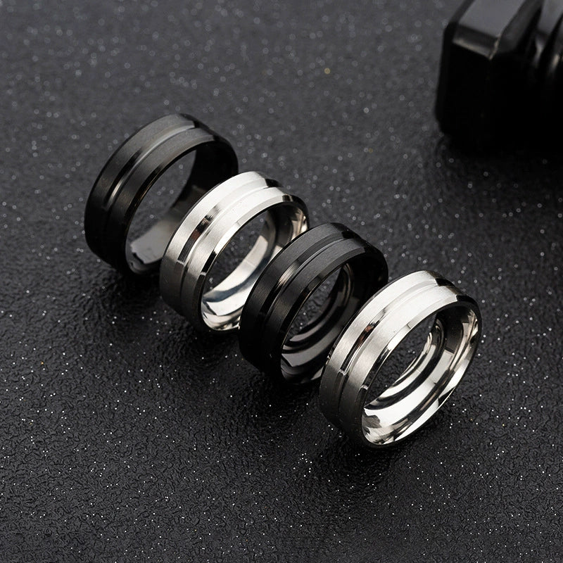 Unisex Stainless Steel Ring With Geometric Style And Electroplating Treatment - Image 3