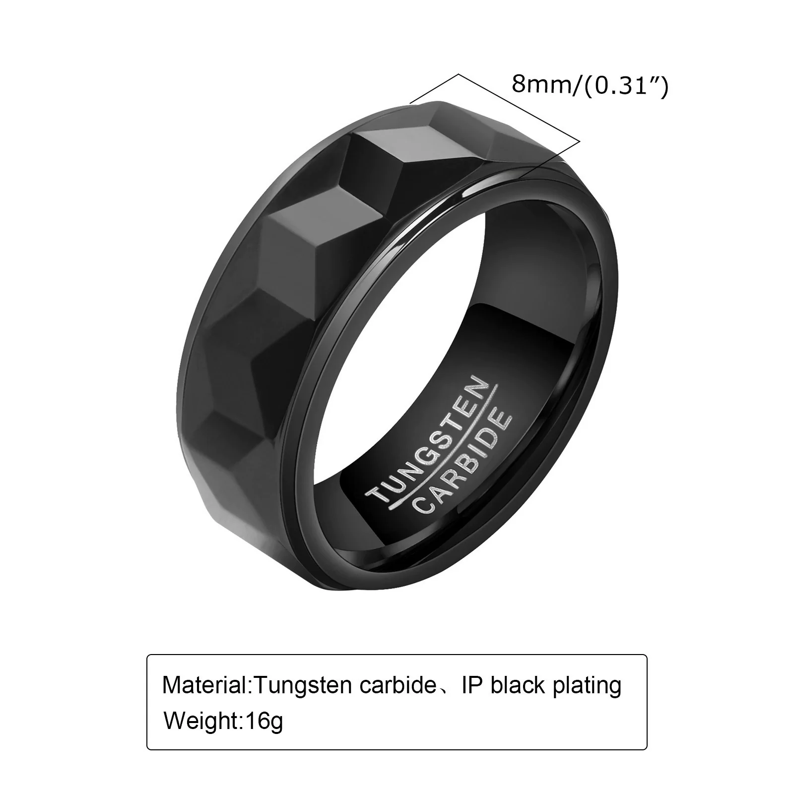 Unisex Tungsten Steel Geometric Ring - Image 8
