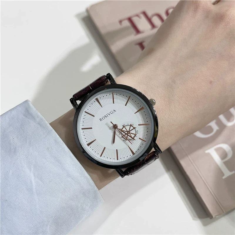 Universal Leisure Alloy Case Ordinary Glass Mirror Pointer Quartz Watch With Gear Belt - Image 2