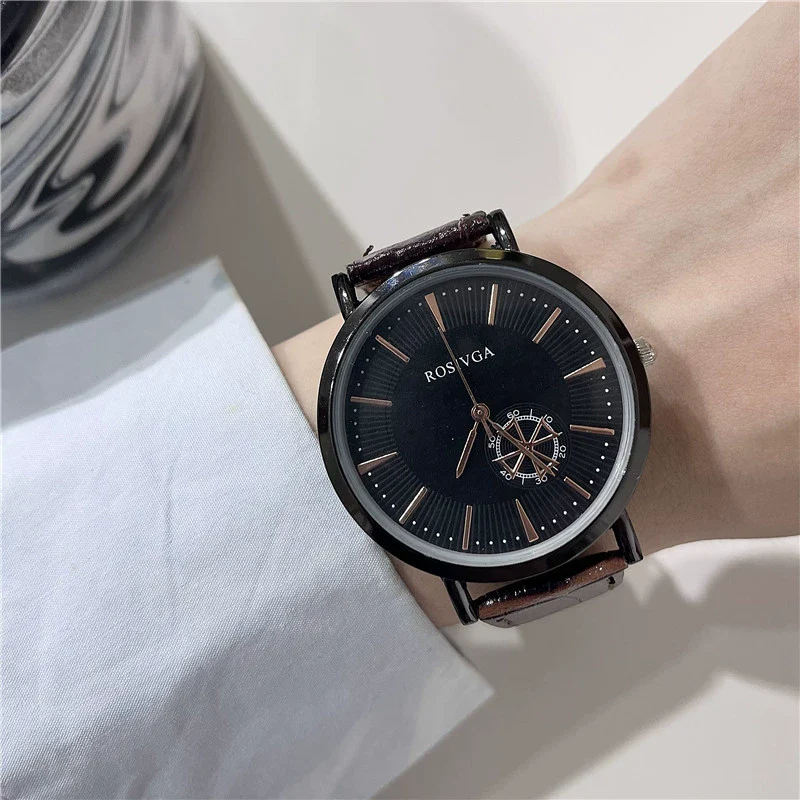 Universal Leisure Alloy Case Ordinary Glass Mirror Pointer Quartz Watch With Gear Belt - Image 3