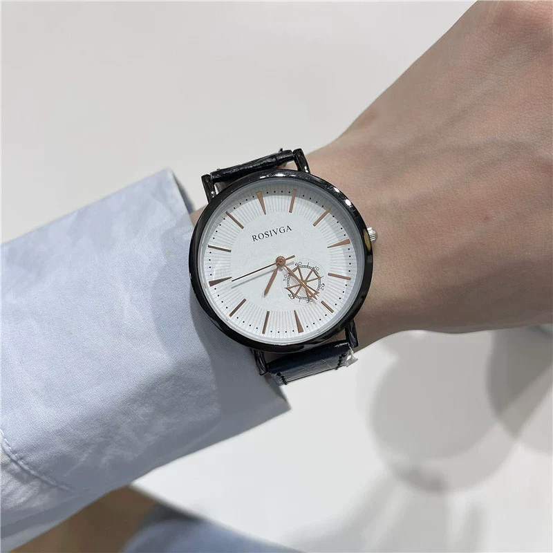 Universal Leisure Alloy Case Ordinary Glass Mirror Pointer Quartz Watch With Gear Belt - Image 6