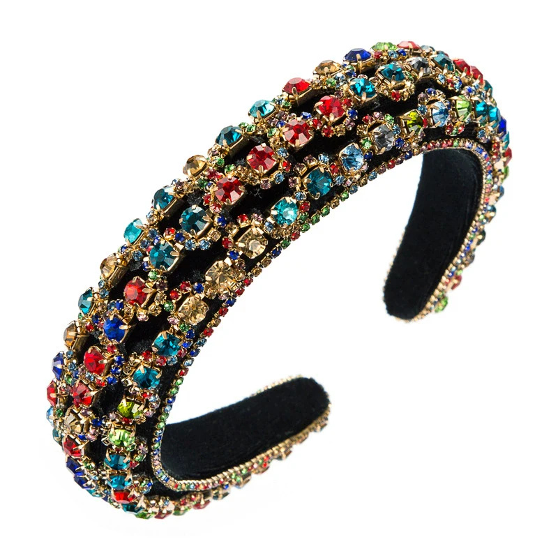 Velvet Fabric Sponge Hairband With Rhinestones Palace Style Ladies Hair Accessories - Image 5