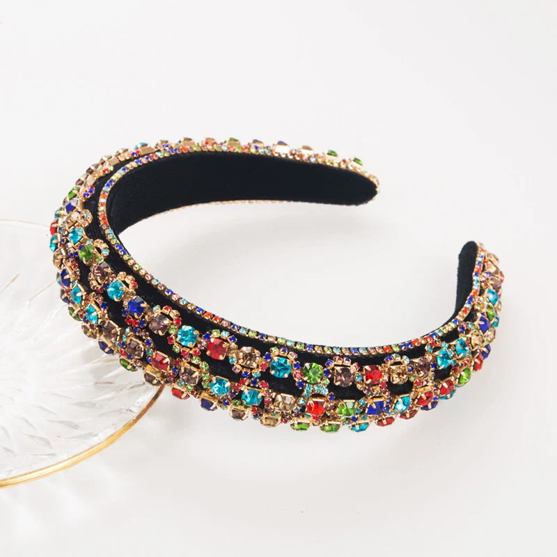 Velvet Fabric Sponge Hairband With Rhinestones Palace Style Ladies Hair Accessories - Image 8